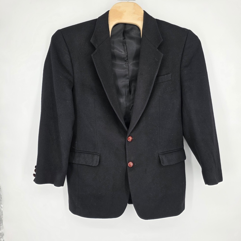 Camel Hair Blazer Men 44R Black 100% Sport Coat Tailors Row Deansgate Vintag 90s